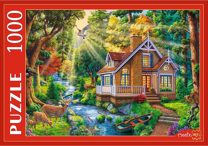 Пазл Рыжий Кот 1000 деталей: Лесной домик